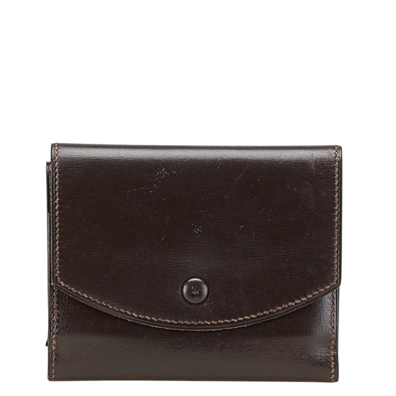 エルメス 二つ折り財布 コンパクト財布 ブラウン ボックスカーフ メンズ HERMES 【中古】