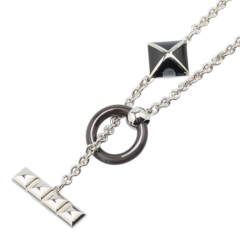 エルメス メドールXO コリエドシアン ネックレス シルバー ブラック メタル バッファローホーン レディース HERMES 【中古】