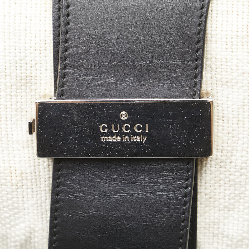 グッチ ワンショルダーバッグ ハンドバッグ 001 4035 001553 アイボリー ブラック キャンバス レザー レディース GUCCI 【中古】