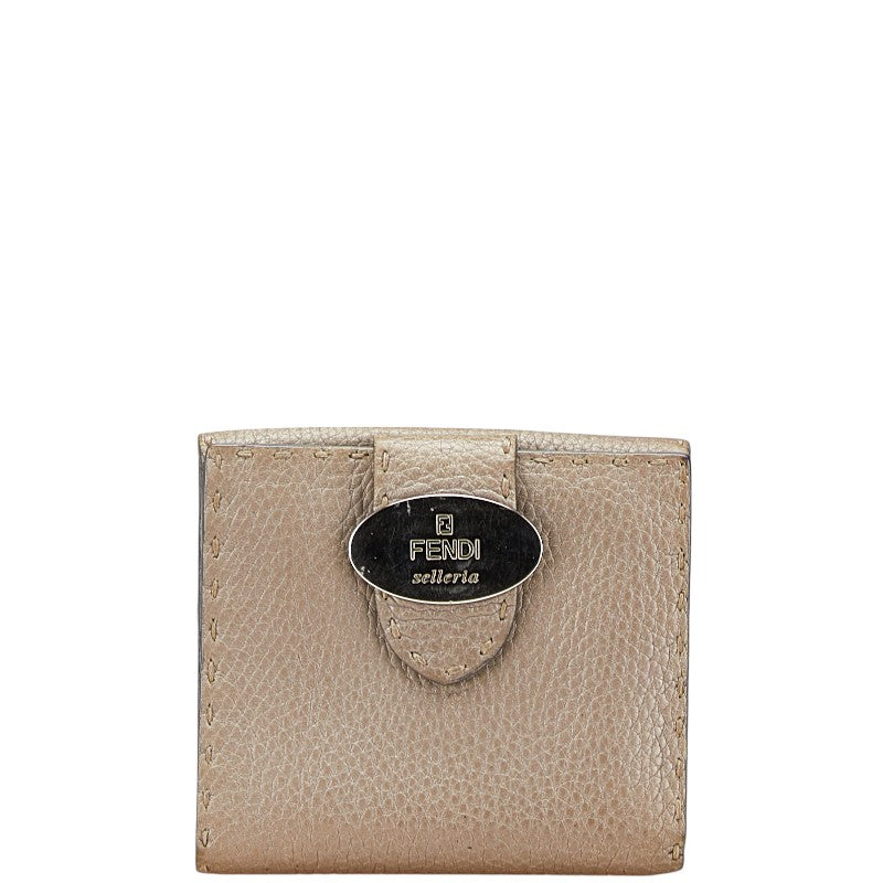 フェンディ セレリア 二つ折り財布 8M0206 シャンパンゴールド レザー レディース FENDI 【中古】