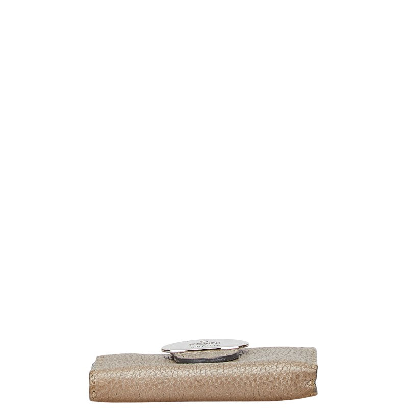 フェンディ セレリア 二つ折り財布 8M0206 シャンパンゴールド レザー レディース FENDI 【中古】