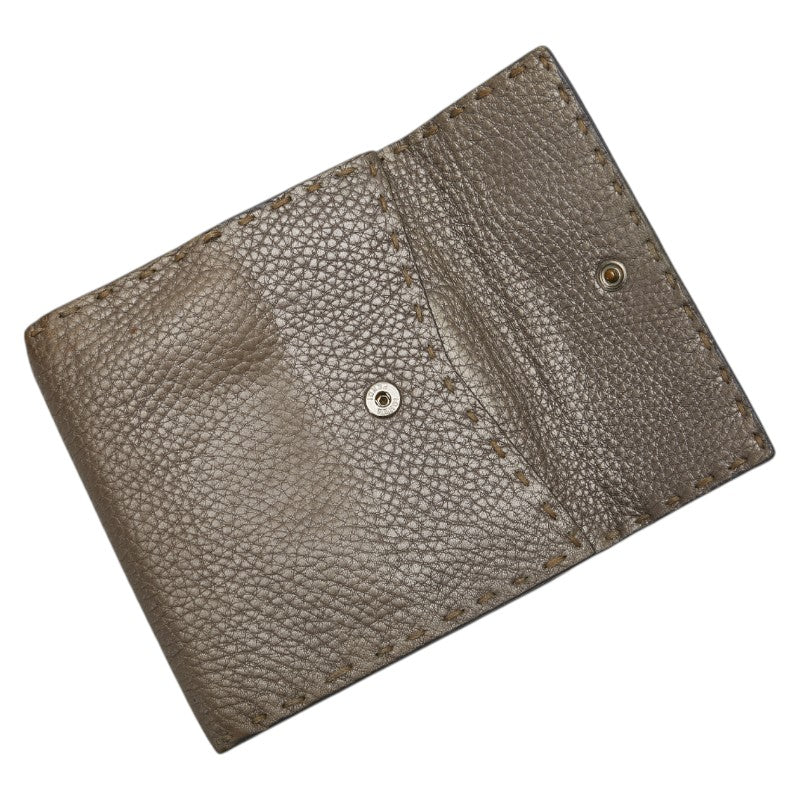 フェンディ セレリア 二つ折り財布 8M0206 シャンパンゴールド レザー レディース FENDI 【中古】