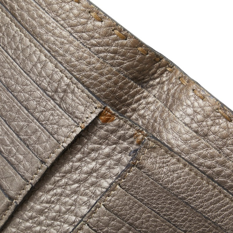 フェンディ セレリア 二つ折り財布 8M0206 シャンパンゴールド レザー レディース FENDI 【中古】