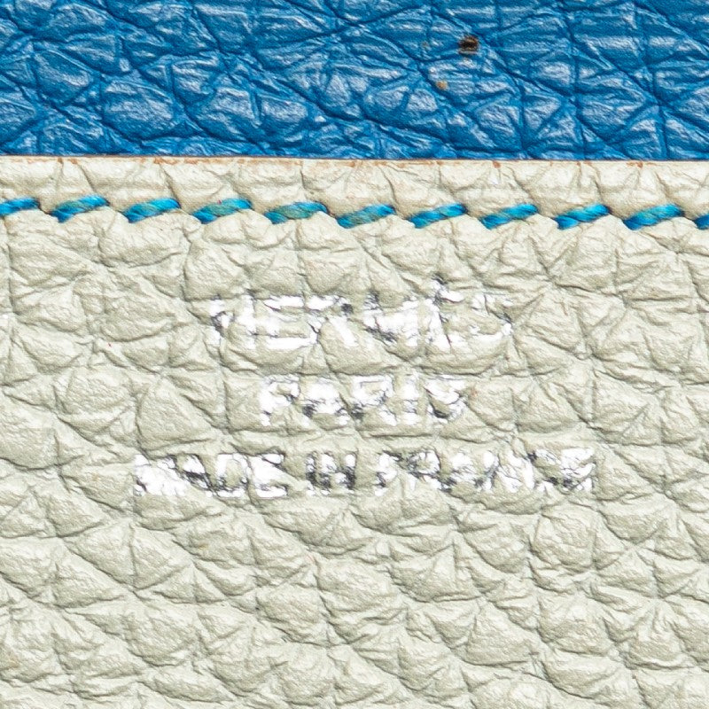 エルメス ドゴンデュオ ドゴンGM 長財布 ライトグレー ブルー トゴ レディース HERMES 【中古】