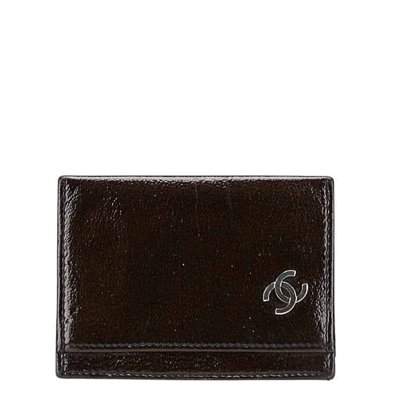 シャネル ココマーク 名刺入れ カードケース ブラック ブラウン レザー レディース CHANEL 【中古】