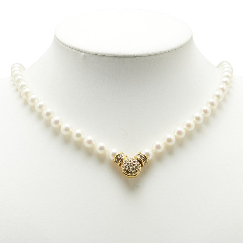 ディオール パール ラインストーン ネックレス ゴールド メッキ レディース Dior 【中古】