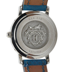 エルメス クリッパー 腕時計 CL4.210 クオーツ ネイビー文字盤 ステンレススチール レザー レディース HERMES 【中古】