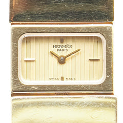 エルメス ロケ バングルウォッチ L01.201 クオーツ ゴールド文字盤 ステンレススチール リザード レディース HERMES 【中古】