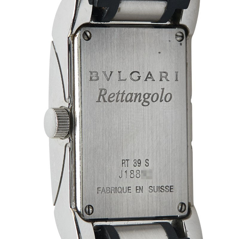 ブルガリ レッタンゴロ 腕時計 RT39S クオーツ ブラック文字盤 ステンレススチール ラバー レディース BVLGARI 【中古】