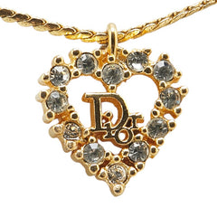 ディオール ロゴ ハート ラインストーン ネックレス ゴールド メッキ レディース Dior 【中古】