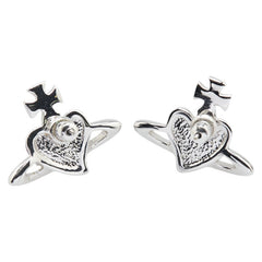 ヴィヴィアンウエストウッド ディアマンテ ハート スタッド ラインストーン ピアス シルバー レッド メタル レディース Vivienne Westwood 【中古】