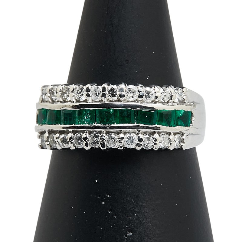 ノーブランド Pt900 プラチナ エメラルド0.55ct ダイヤ0.45ct リング 指輪 レディース no brand 12号 【中古】