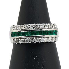 ノーブランド Pt900 プラチナ エメラルド0.55ct ダイヤ0.45ct リング 指輪 レディース no brand 12号 【中古】