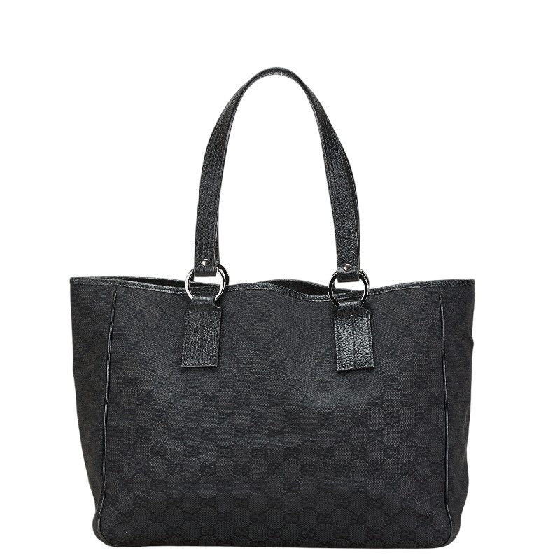 グッチ GGキャンバス トートバッグ 113017 ブラック キャンバス レザー レディース GUCCI 【中古】