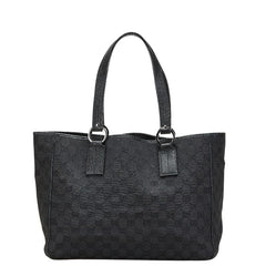 グッチ GGキャンバス トートバッグ 113017 ブラック キャンバス レザー レディース GUCCI 【中古】