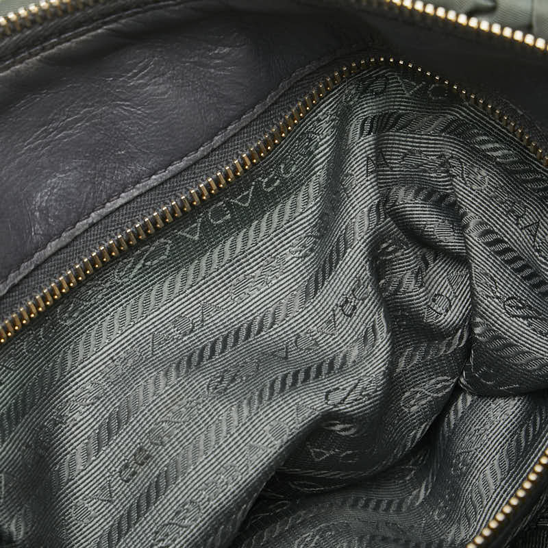 プラダ ハンドバッグ ショルダーバッグ 2WAY カーキ グレー ナイロン レザー レディース PRADA 【中古】