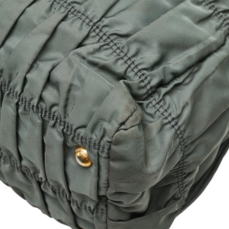 プラダ ハンドバッグ ショルダーバッグ 2WAY カーキ グレー ナイロン レザー レディース PRADA 【中古】