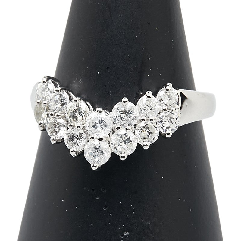 Pt900 プラチナ ダイヤ1.00ct V字 リング 指輪 レディース 13号 【中古】