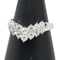Pt900 プラチナ ダイヤ1.00ct V字 リング 指輪 レディース 13号 【中古】