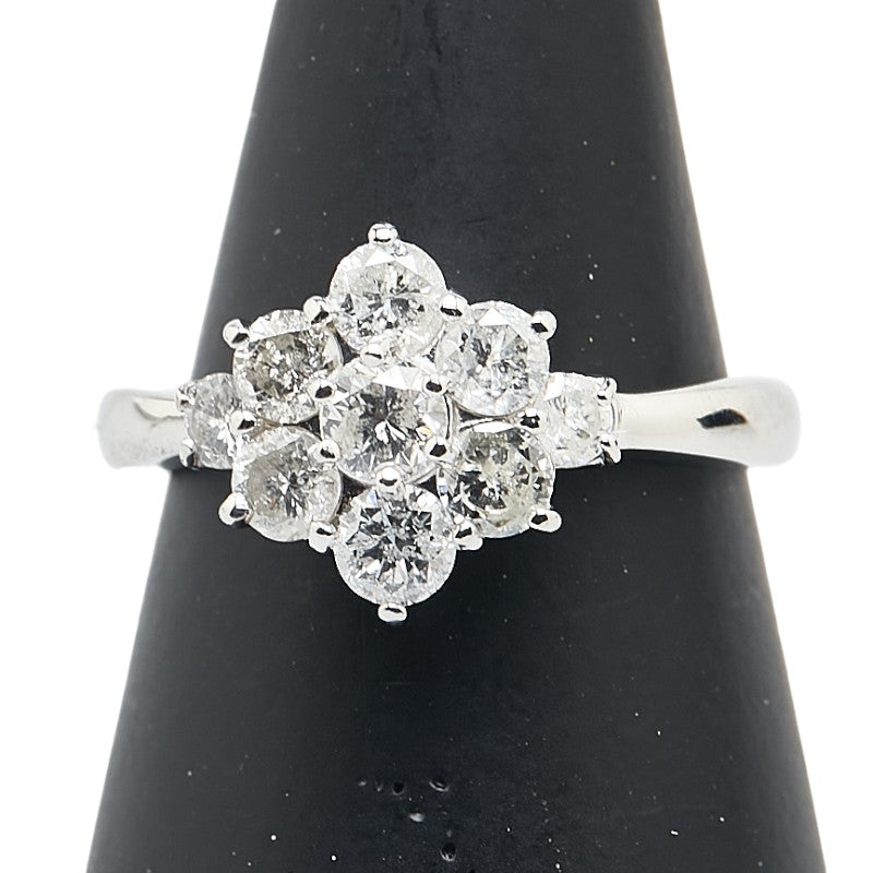 Pt900 プラチナ ダイヤ1.00ct 花 フラワー モチーフ リング 指輪 レディース 10.5号 【中古】