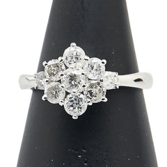 Pt900 プラチナ ダイヤ1.00ct 花 フラワー モチーフ リング 指輪 レディース 10.5号 【中古】