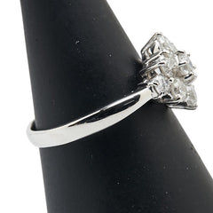 Pt900 プラチナ ダイヤ1.00ct 花 フラワー モチーフ リング 指輪 レディース 10.5号 【中古】
