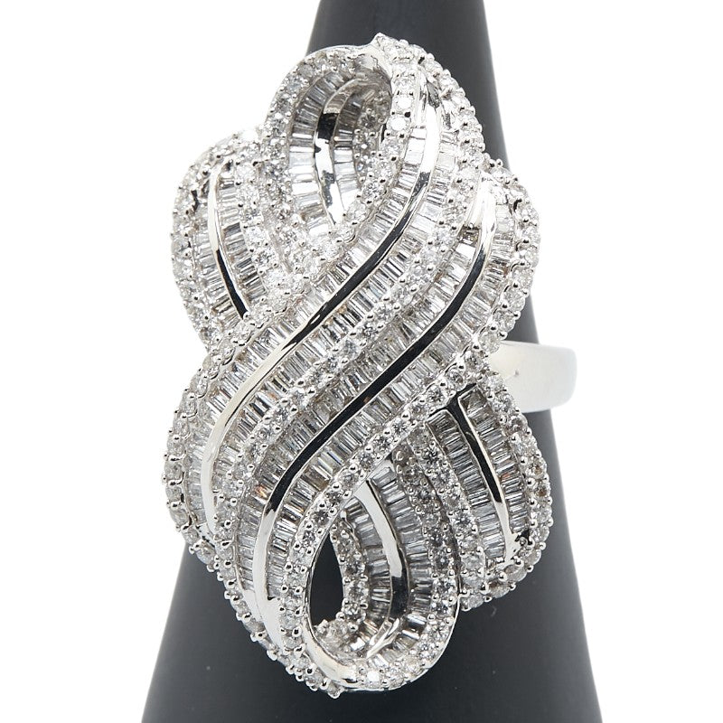 K18WG ホワイトゴールド ダイヤ3.30ct リング 指輪 レディース 19号 【中古】