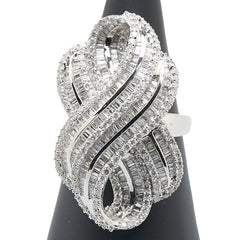 K18WG ホワイトゴールド ダイヤ3.30ct リング 指輪 レディース 19号 【中古】