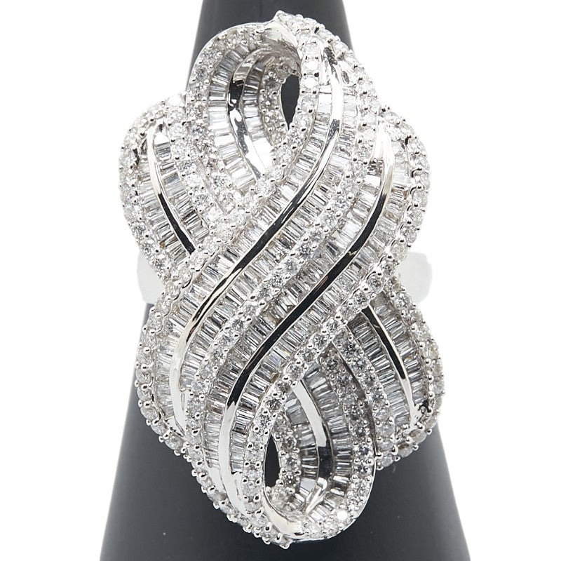 K18WG ホワイトゴールド ダイヤ3.30ct リング 指輪 レディース 19号 【中古】