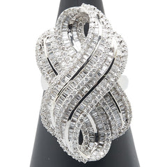 K18WG ホワイトゴールド ダイヤ3.30ct リング 指輪 レディース 19号 【中古】