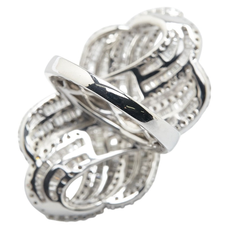 K18WG ホワイトゴールド ダイヤ3.30ct リング 指輪 レディース 19号 【中古】