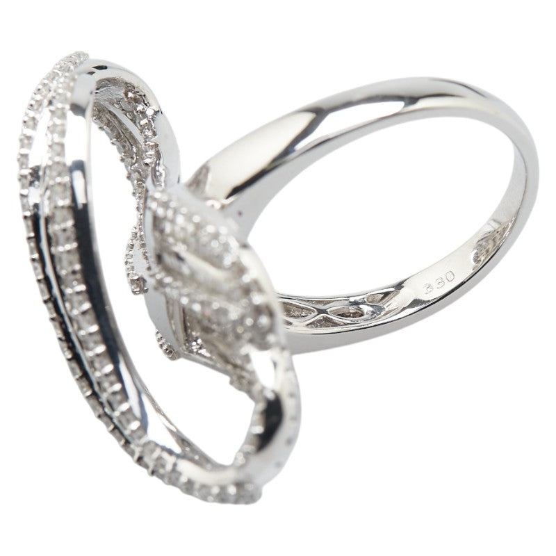 K18WG ホワイトゴールド ダイヤ3.30ct リング 指輪 レディース 19号 【中古】