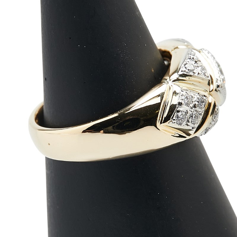 K18YG イエローゴールド Pt900 プラチナ コンビ ダイヤ0.212ct ダイヤ0.23ct リング 指輪 レディース 12号 【中古】
