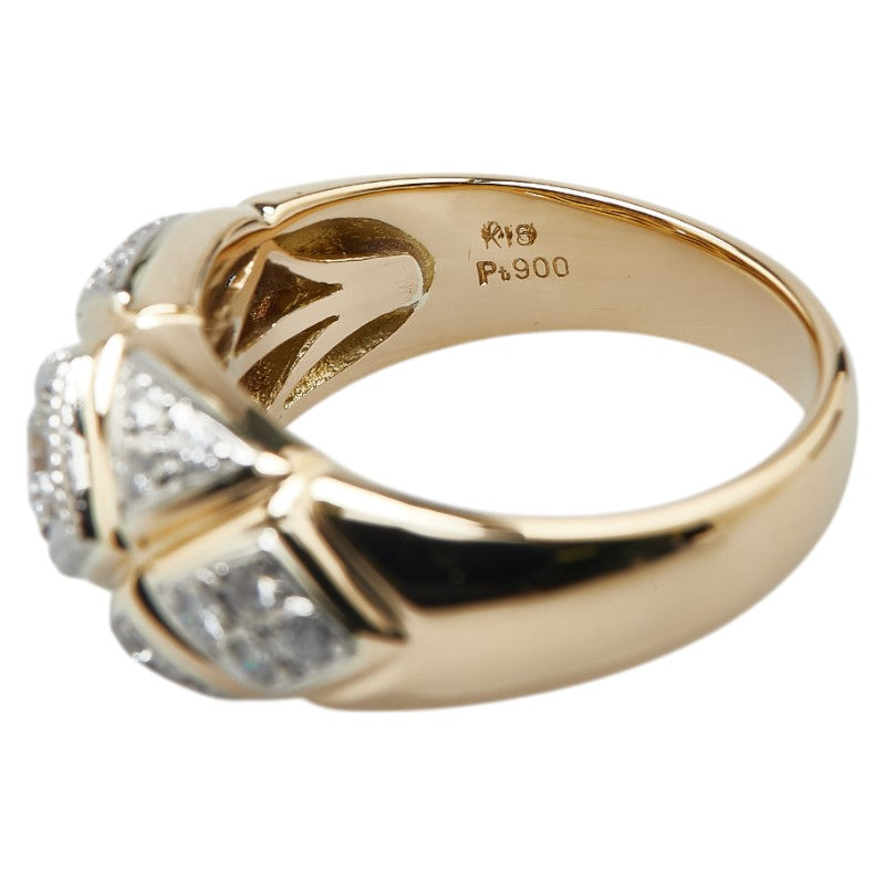 K18YG イエローゴールド Pt900 プラチナ コンビ ダイヤ0.212ct ダイヤ0.23ct リング 指輪 レディース 12号 【中古】