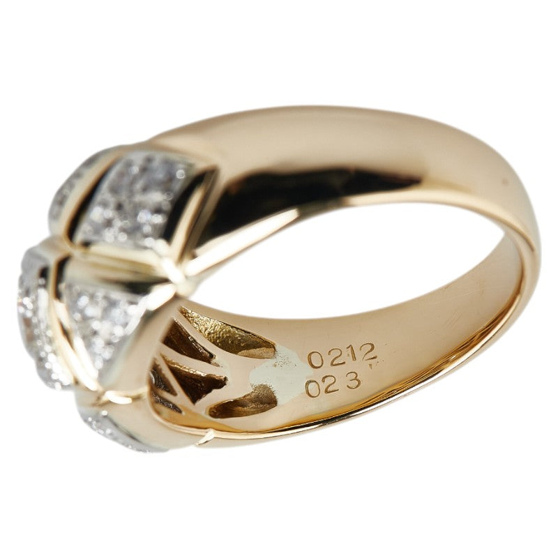 K18YG イエローゴールド Pt900 プラチナ コンビ ダイヤ0.212ct ダイヤ0.23ct リング 指輪 レディース 12号 【中古】