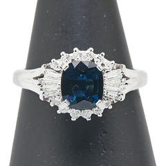 Pt900 プラチナ サファイア1.36ct ダイヤ0.45ct リング 指輪 レディース 16号 【中古】