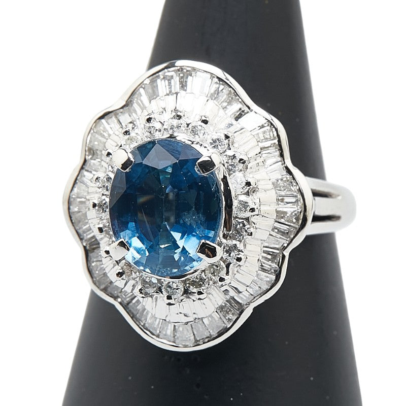 Pt900 プラチナ サファイア2.88ct ダイヤ0.92ct リング 指輪 レディース 11号 【中古】