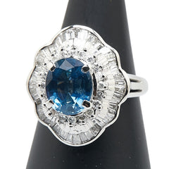 Pt900 プラチナ サファイア2.88ct ダイヤ0.92ct リング 指輪 レディース 11号 【中古】