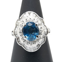 Pt900 プラチナ サファイア2.88ct ダイヤ0.92ct リング 指輪 レディース 11号 【中古】