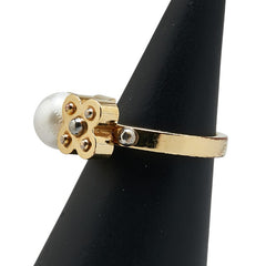 ルイ ヴィトン チャーミー パールリング リング 指輪 #S M75481 ゴールド メッキ フェイクパール レディース LOUIS VUITTON 【中古】