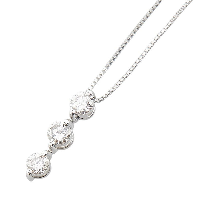 Pt900 プラチナ Pt850 プラチナ ダイヤ0.30ct 3P ダイヤ ペンダントネックレス レディース 【中古】