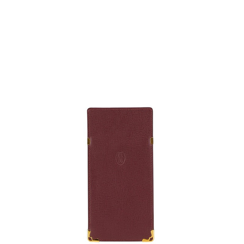 カルティエ マストライン メガネケース ワインレッド ボルドー レザー レディース CARTIER 【中古】