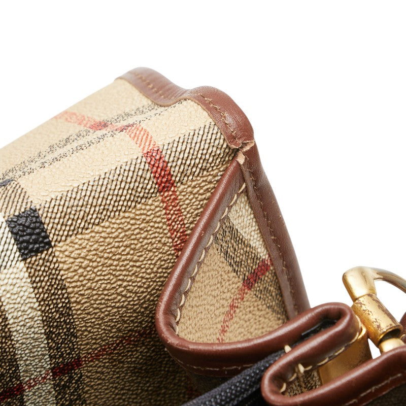 バーバリー ノバチェック シャドーホース 斜め掛け ショルダーバッグ ベージュ マルチカラー PVC レザー レディース BURBERRY 【中古】