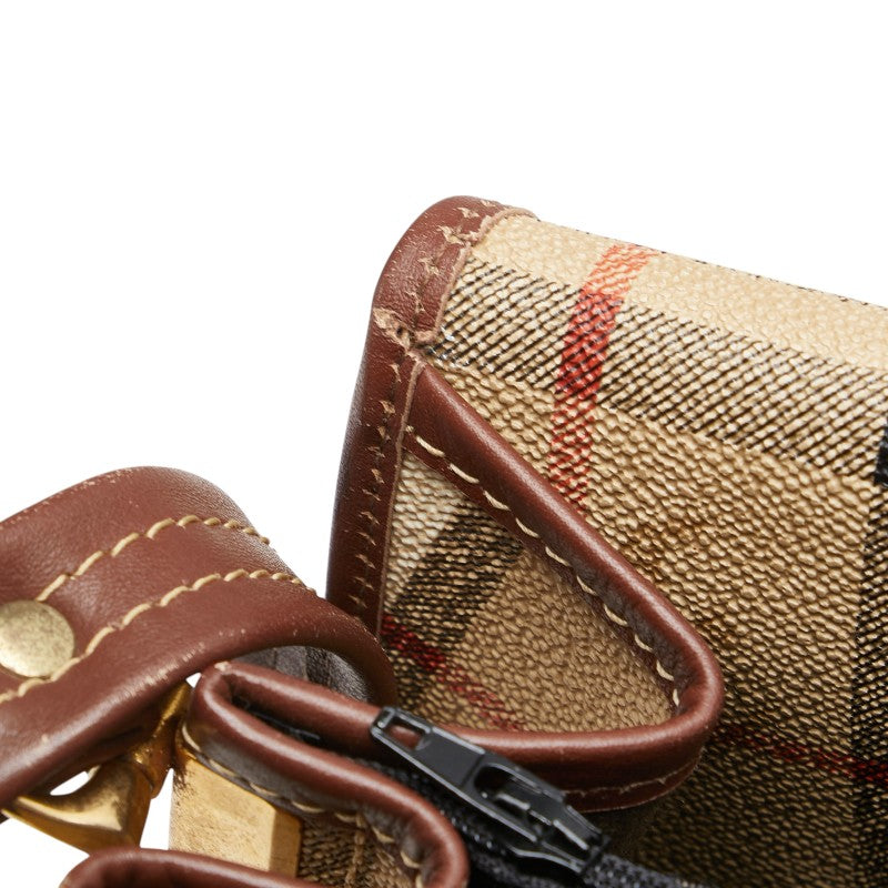 バーバリー ノバチェック シャドーホース 斜め掛け ショルダーバッグ ベージュ マルチカラー PVC レザー レディース BURBERRY 【中古】