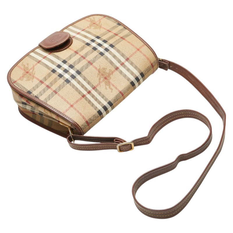 バーバリー ノバチェック シャドーホース 斜め掛け ショルダーバッグ ベージュ マルチカラー PVC レザー レディース BURBERRY 【中古】