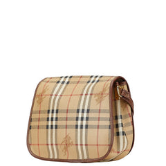 バーバリー ノバチェック シャドーホース 斜め掛け ショルダーバッグ ベージュ マルチカラー PVC レザー レディース BURBERRY 【中古】