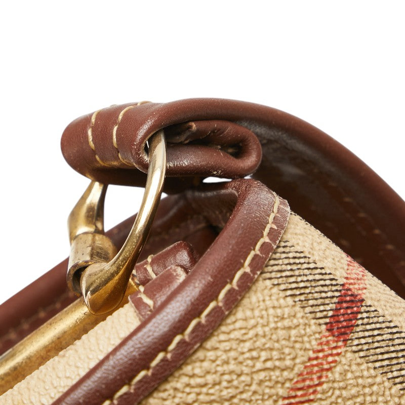 バーバリー ノバチェック シャドーホース 斜め掛け ショルダーバッグ ベージュ マルチカラー PVC レザー レディース BURBERRY 【中古】
