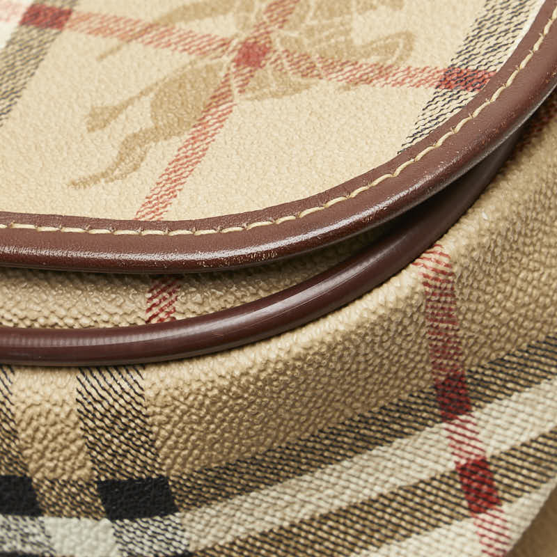 バーバリー ノバチェック シャドーホース 斜め掛け ショルダーバッグ ベージュ マルチカラー PVC レザー レディース BURBERRY 【中古】