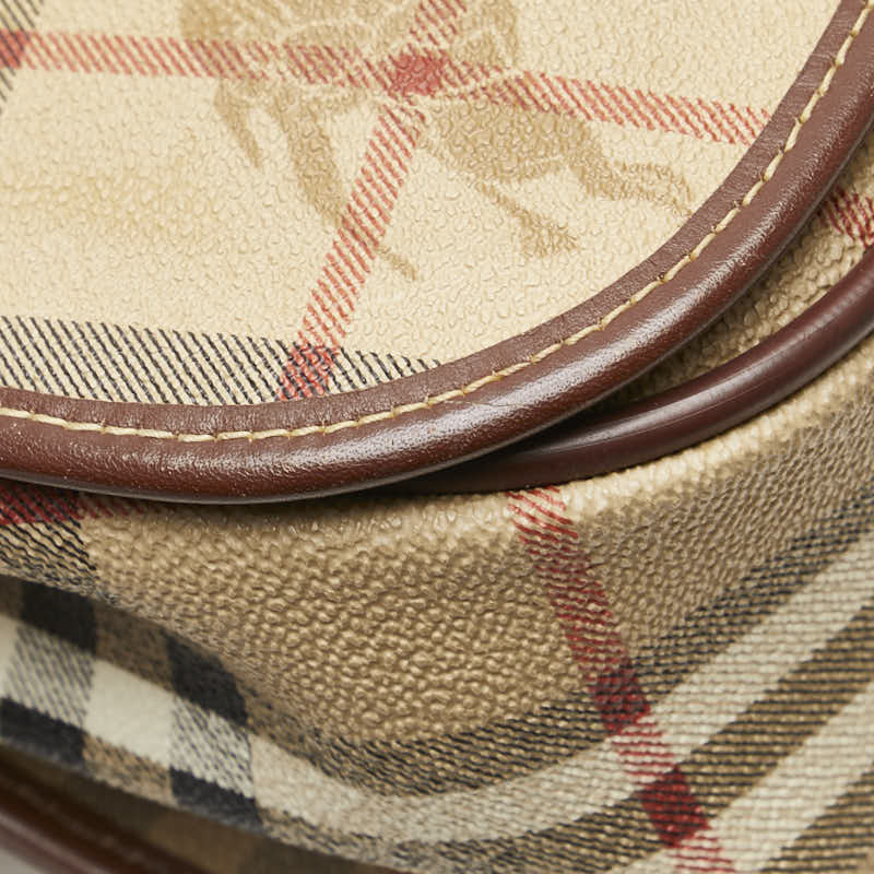 バーバリー ノバチェック シャドーホース 斜め掛け ショルダーバッグ ベージュ マルチカラー PVC レザー レディース BURBERRY 【中古】
