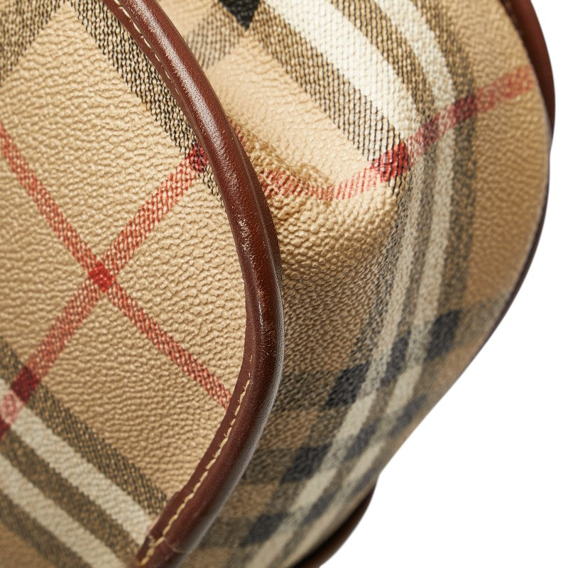 バーバリー ノバチェック シャドーホース 斜め掛け ショルダーバッグ ベージュ マルチカラー PVC レザー レディース BURBERRY 【中古】
